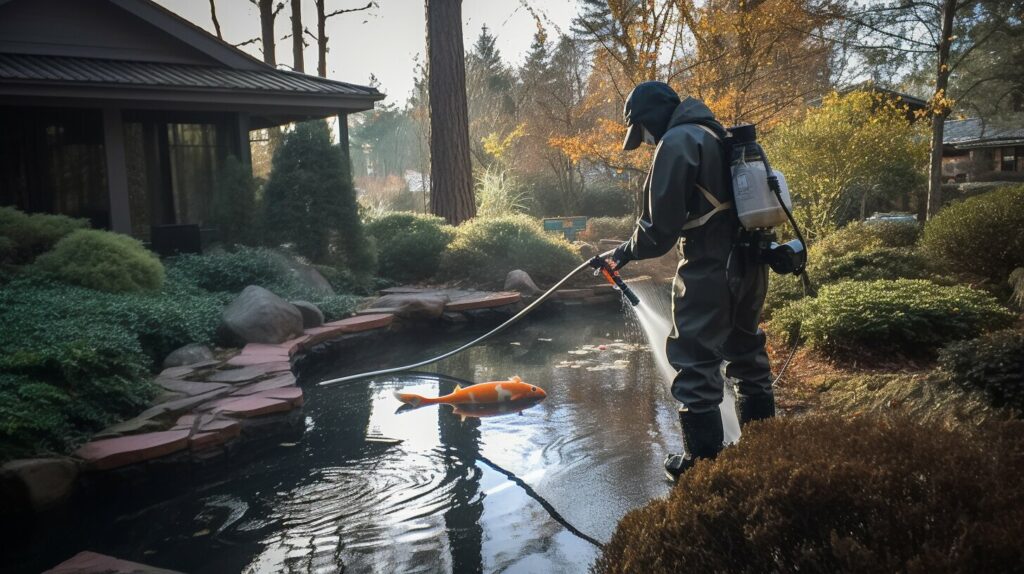 vacuum cleaning koi pond without water removal
